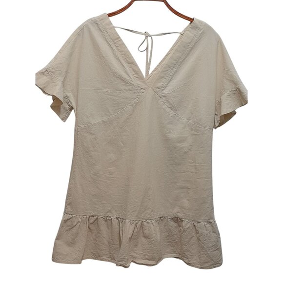 Womens Boho Beach Cottagecore Peasant Prairie Ruffle Hem Size Medium Mini Dress - Picture 6 of 9